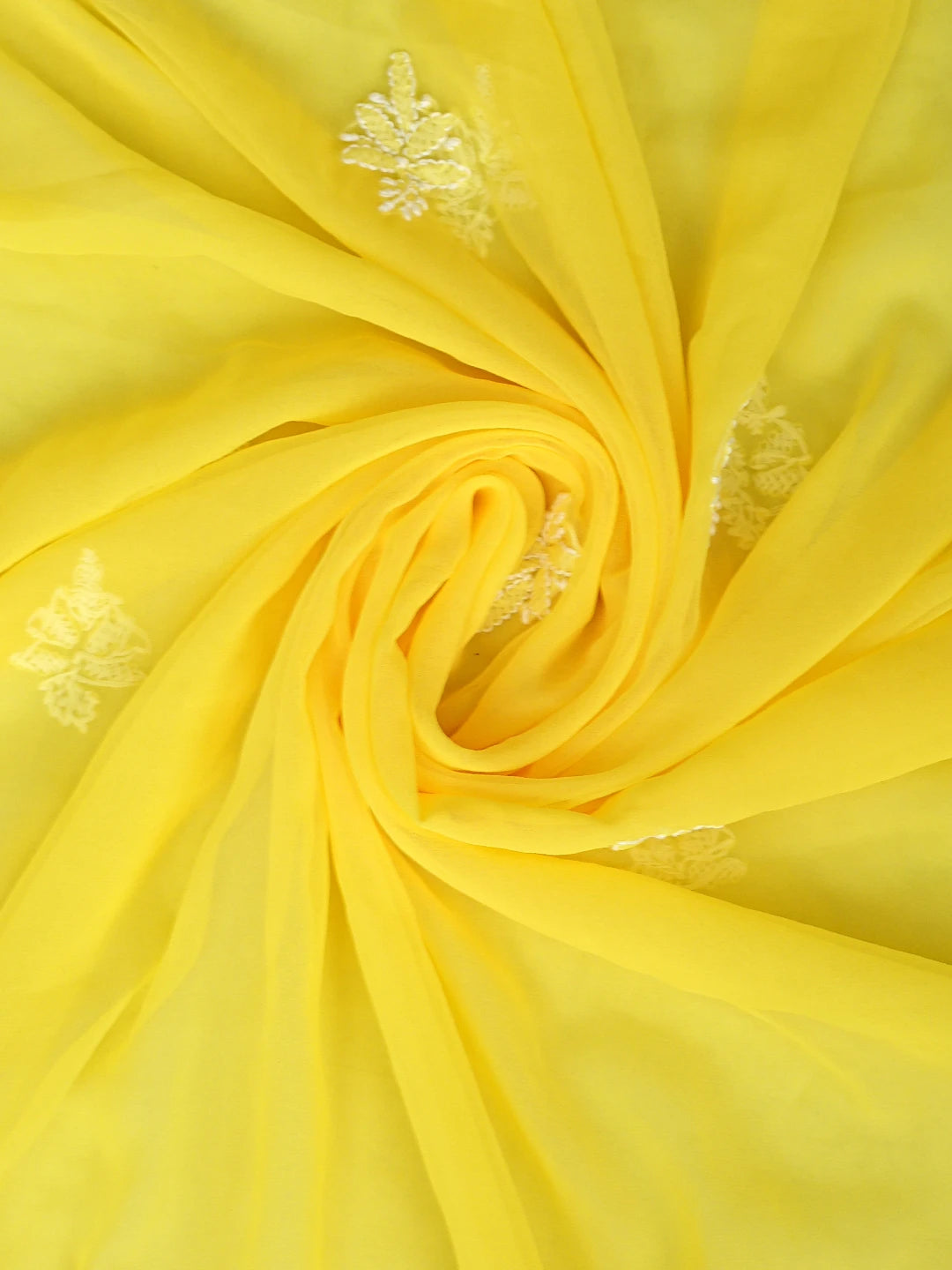 Ada Hand Embroidered Yellow Faux Georgette Lucknowi Chikankari Unstitched Suit Piece 01A915213