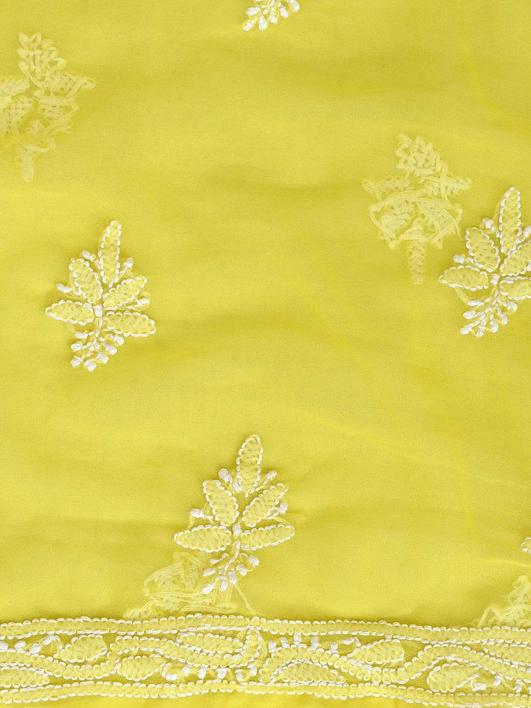 Ada Hand Embroidered Yellow Faux Georgette Lucknowi Chikankari Unstitched Suit Piece 01A915213