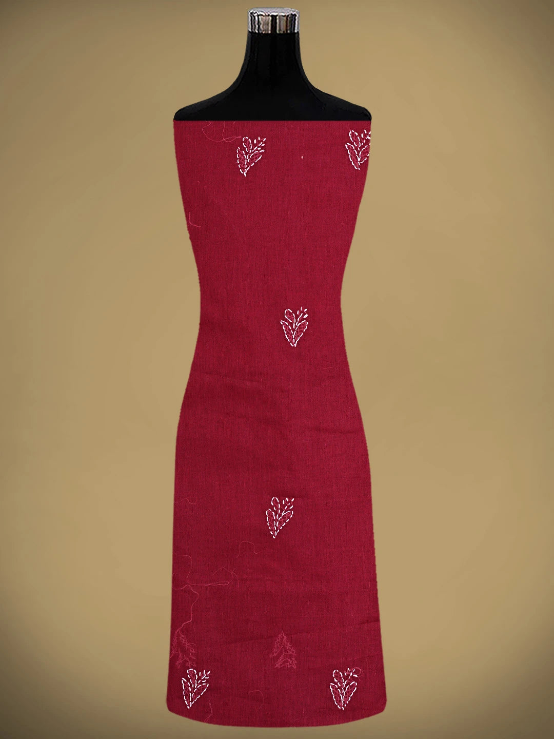 Ada Hand Embroidered Maroon Cotton Lucknowi Chikankari Unstitched Suit Piece 01A887916