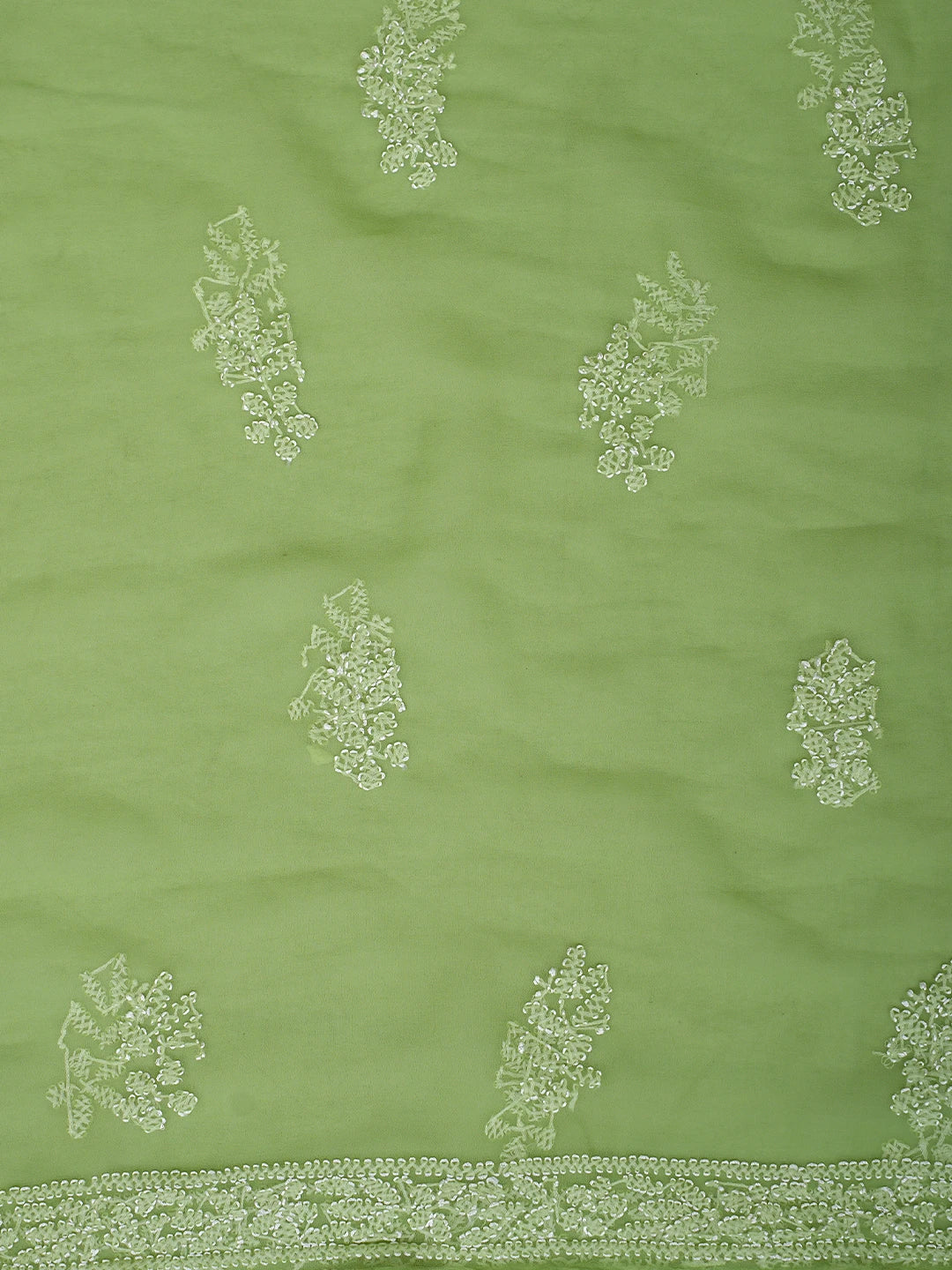Ada Hand Embroidered Green Faux Georgette Lucknowi Chikankari Unstitched Suit Piece 01A907714