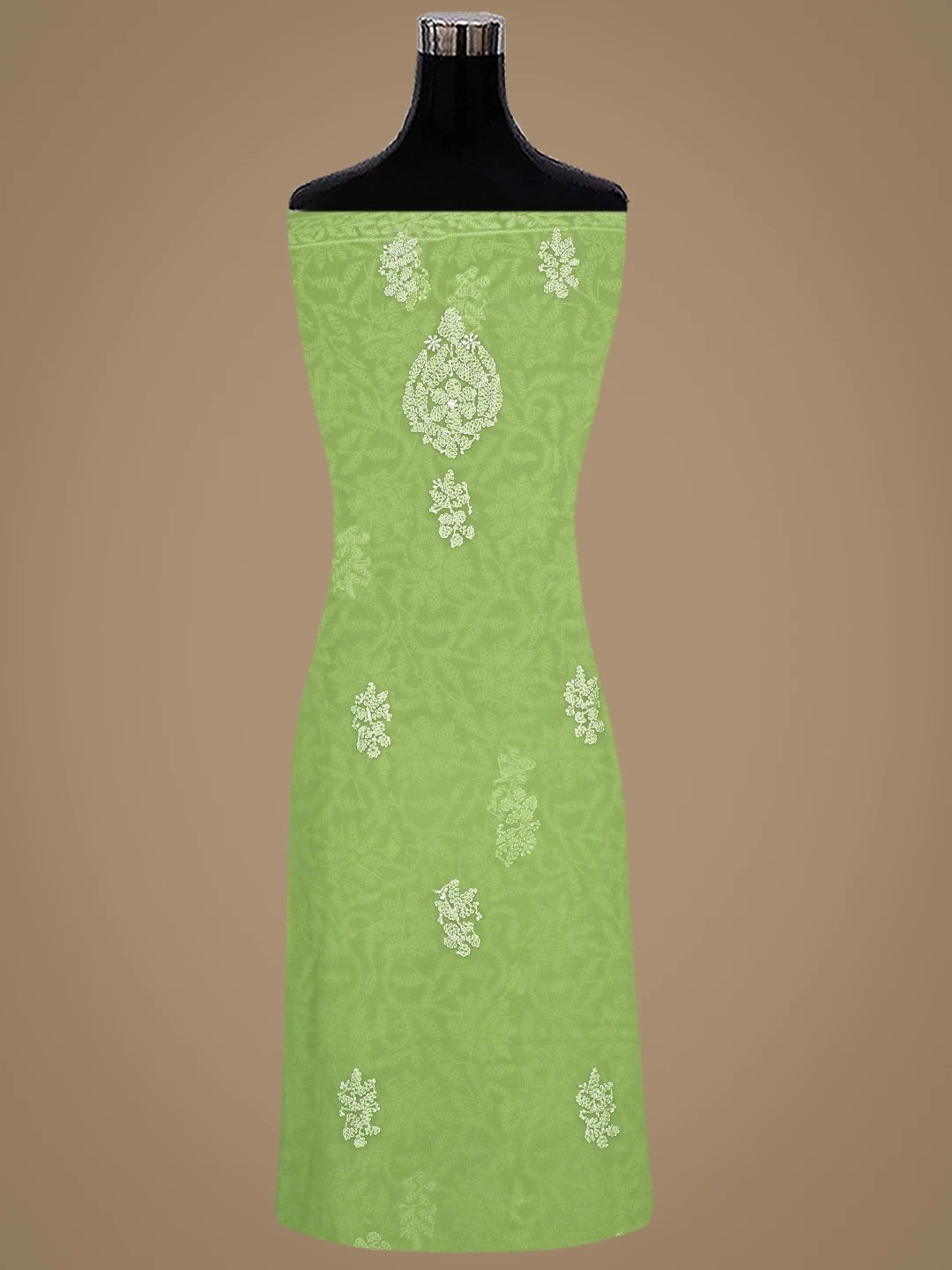 Ada Hand Embroidered Green Faux Georgette Lucknowi Chikankari Unstitched Suit Piece 01A907714
