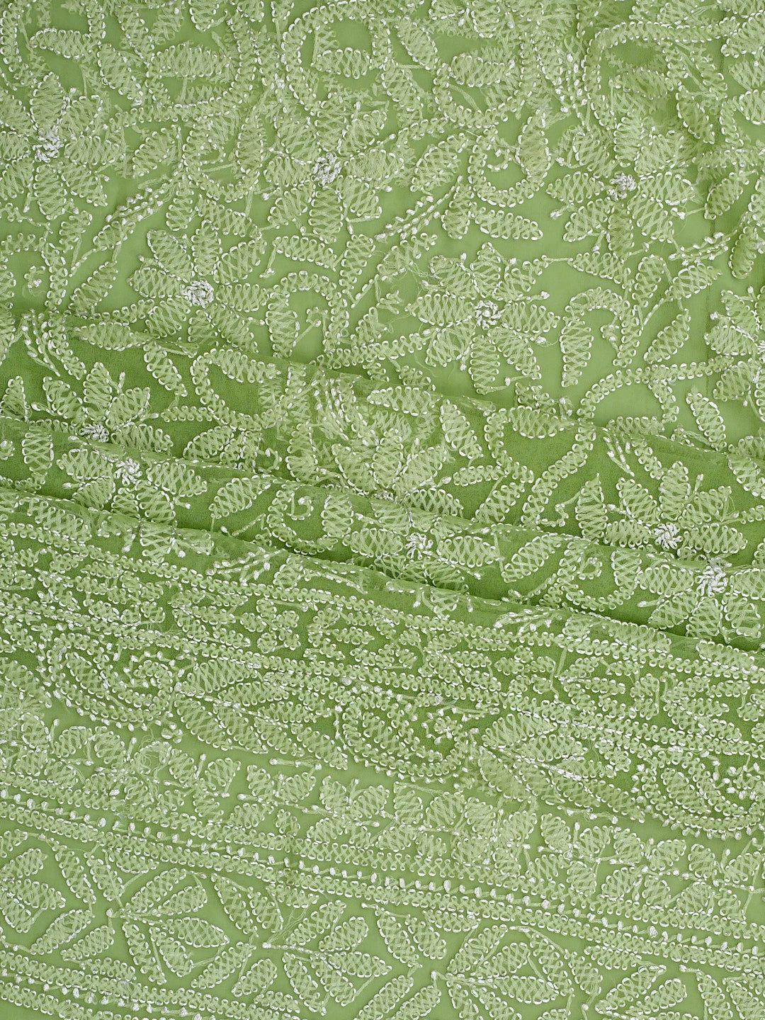 Ada Hand Embroidered Green Faux Georgette Lucknowi Chikankari Unstitched Suit Piece 01A907714