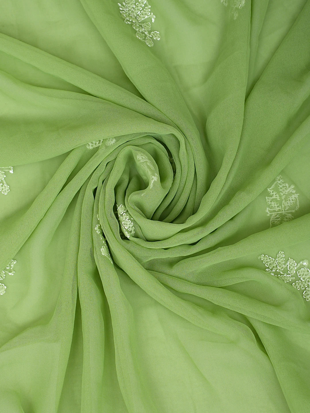 Ada Hand Embroidered Green Faux Georgette Lucknowi Chikankari Unstitched Suit Piece 01A907714