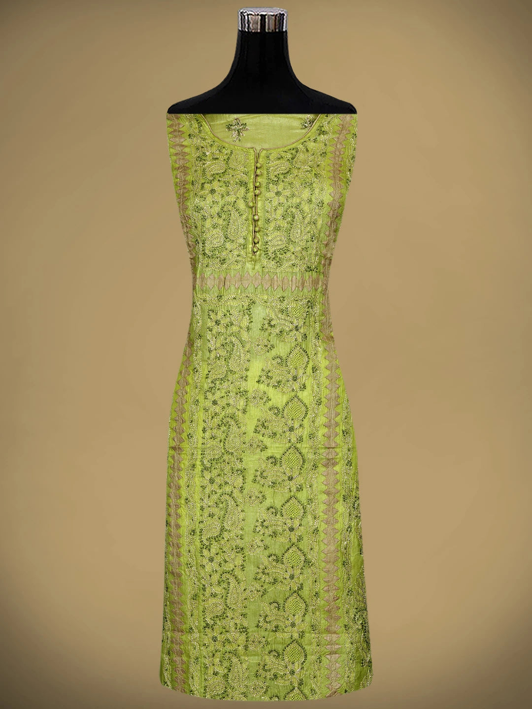 Ada Hand Embroidered Green Faux Georgette Lucknowi Chikankari Unstitched Suit Piece 01A907714