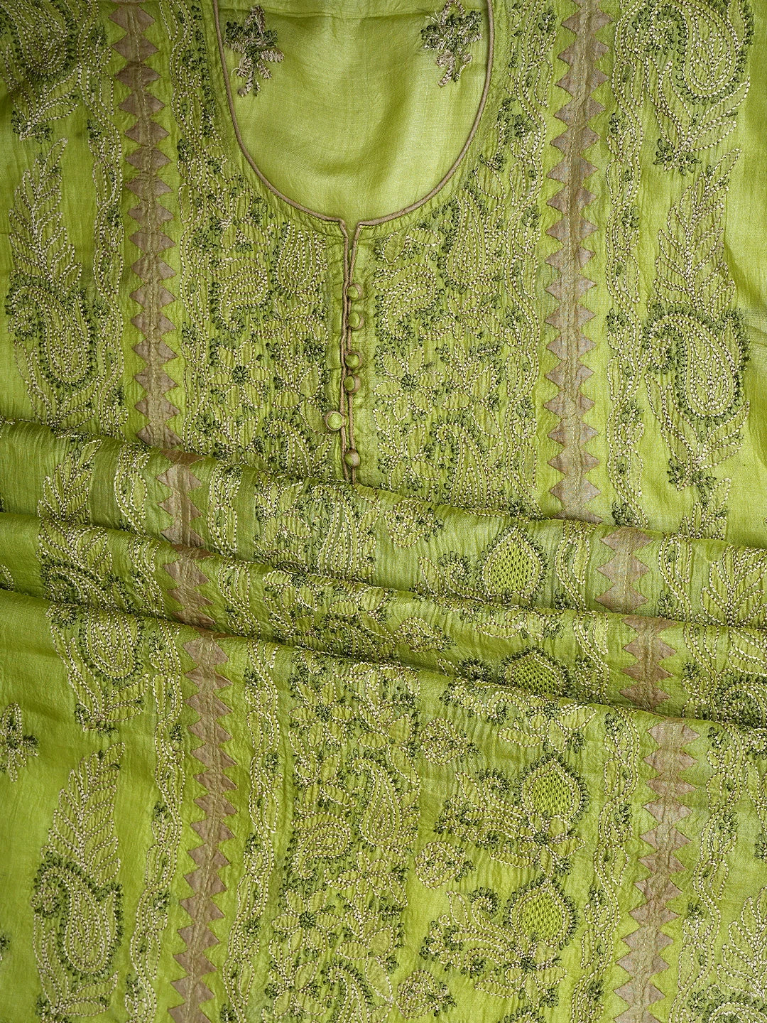 Ada Hand Embroidered Green Faux Georgette Lucknowi Chikankari Unstitched Suit Piece 01A907714