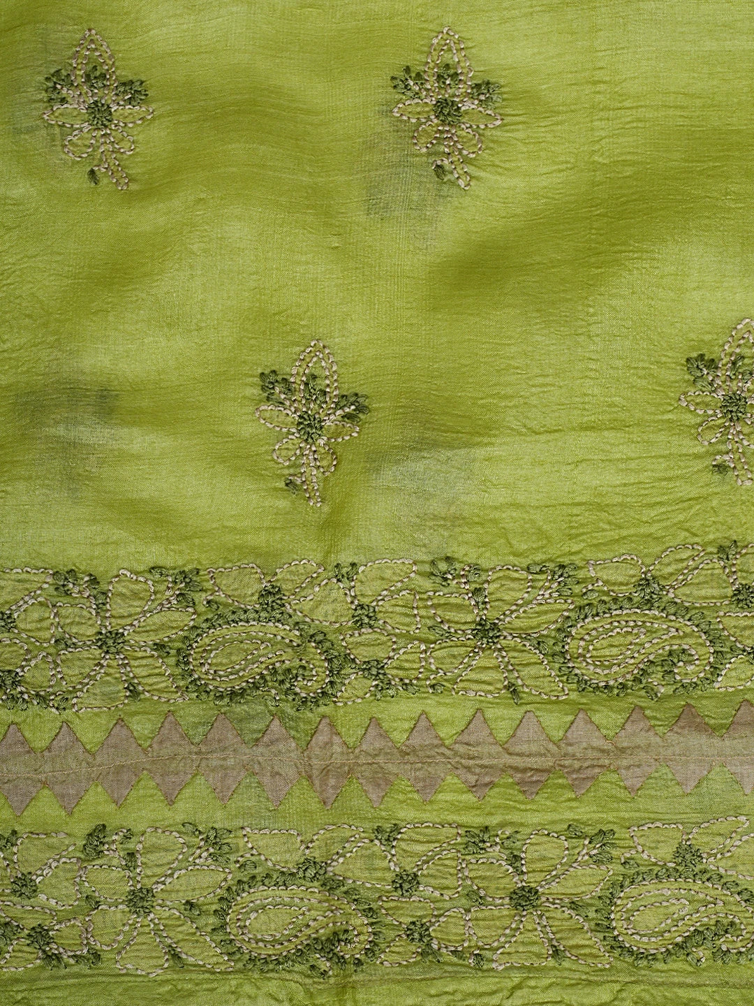 Ada Hand Embroidered Green Faux Georgette Lucknowi Chikankari Unstitched Suit Piece 01A907714
