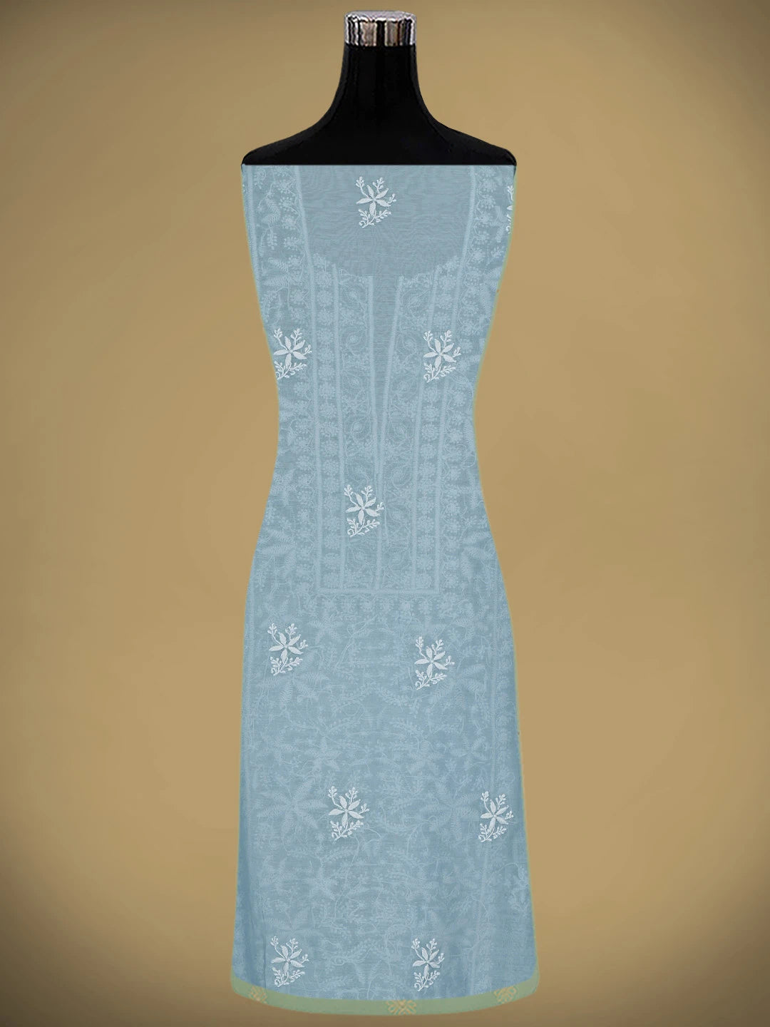 Ada Hand Embroidered Baby Blue Chanderi Lucknowi Chikankari Unstitched Kurta Dupatta Set 01A779501