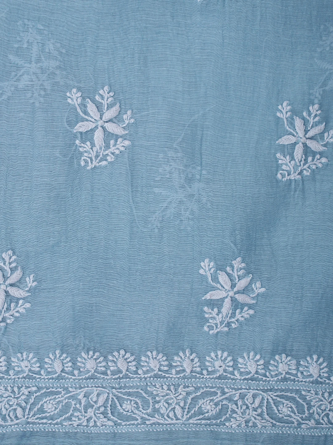 Ada Hand Embroidered Baby Blue Chanderi Lucknowi Chikankari Unstitched Kurta Dupatta Set 01A779501