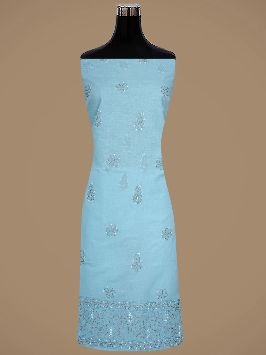 Ada Hand Embroidered Blue Cotton Lucknowi Chikankari Unstitched Suit Piece 01A879491