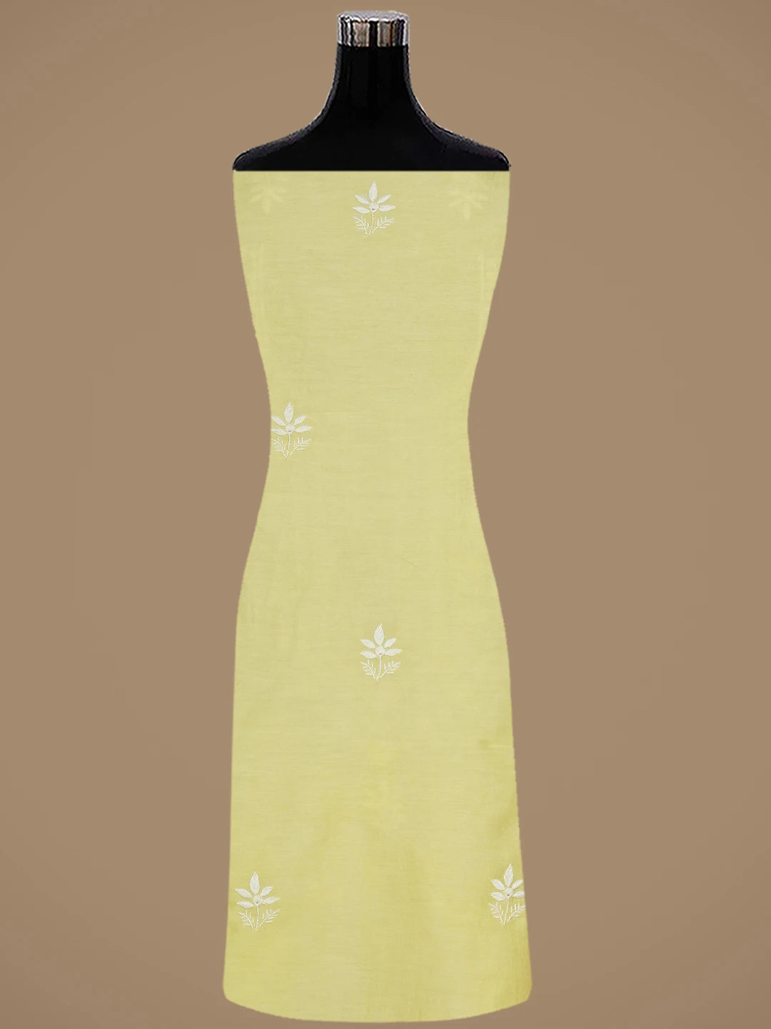 Ada Hand Embroidered Lemon Chanderi Lucknowi Chikankari Unstitched Suit Piece 01A805666