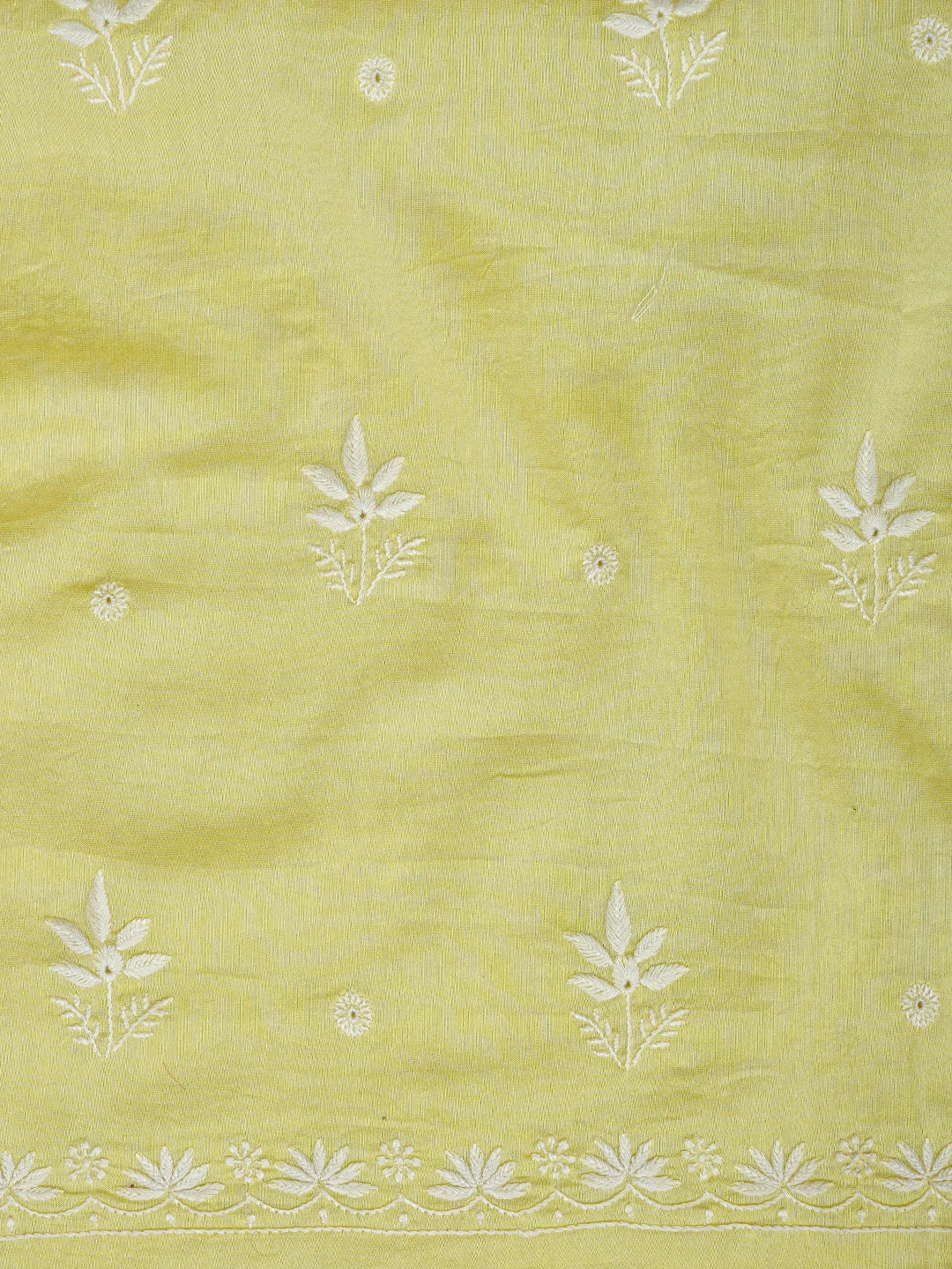 Ada Hand Embroidered Lemon Chanderi Lucknowi Chikankari Unstitched Suit Piece 01A805666