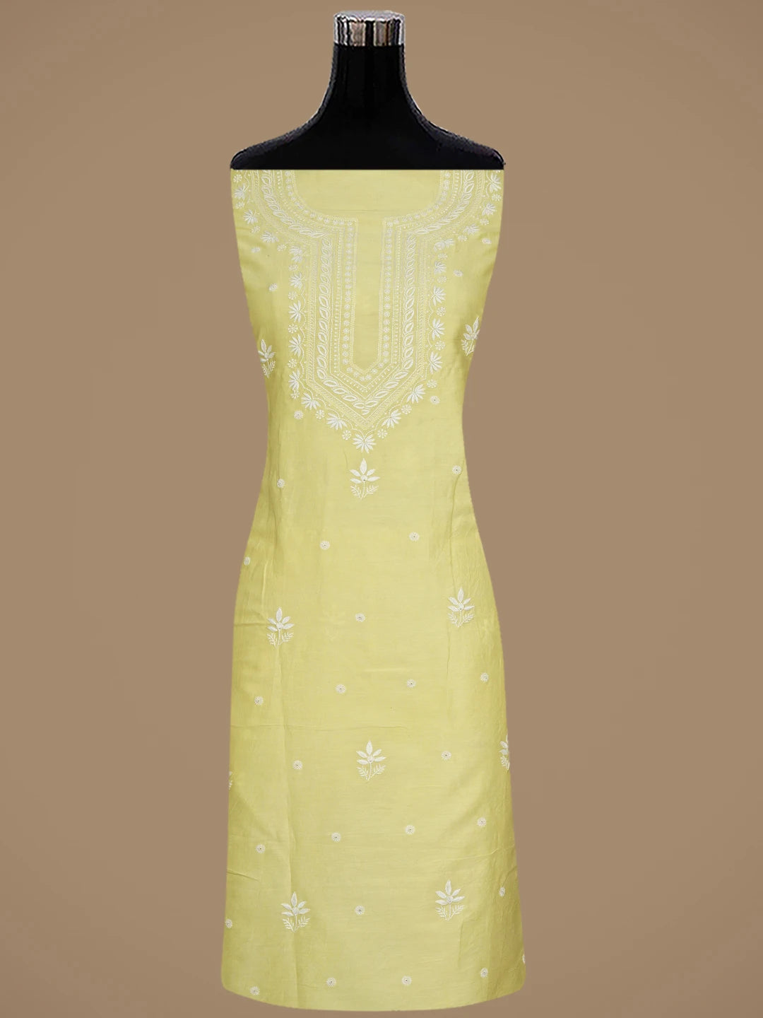 Ada Hand Embroidered Lemon Chanderi Lucknowi Chikankari Unstitched Suit Piece 01A805666