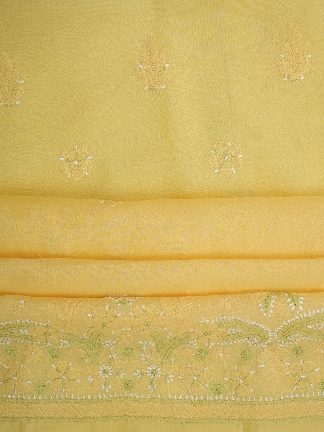 Ada Hand Embroidered Yellow Cotton Lucknowi Chikankari Unstitched Suit Piece 01A882468