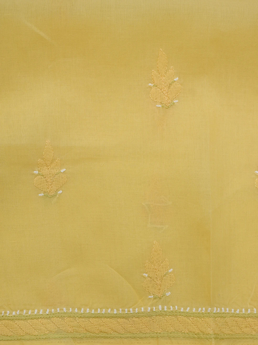 Ada Hand Embroidered Yellow Cotton Lucknowi Chikankari Unstitched Suit Piece 01A882468