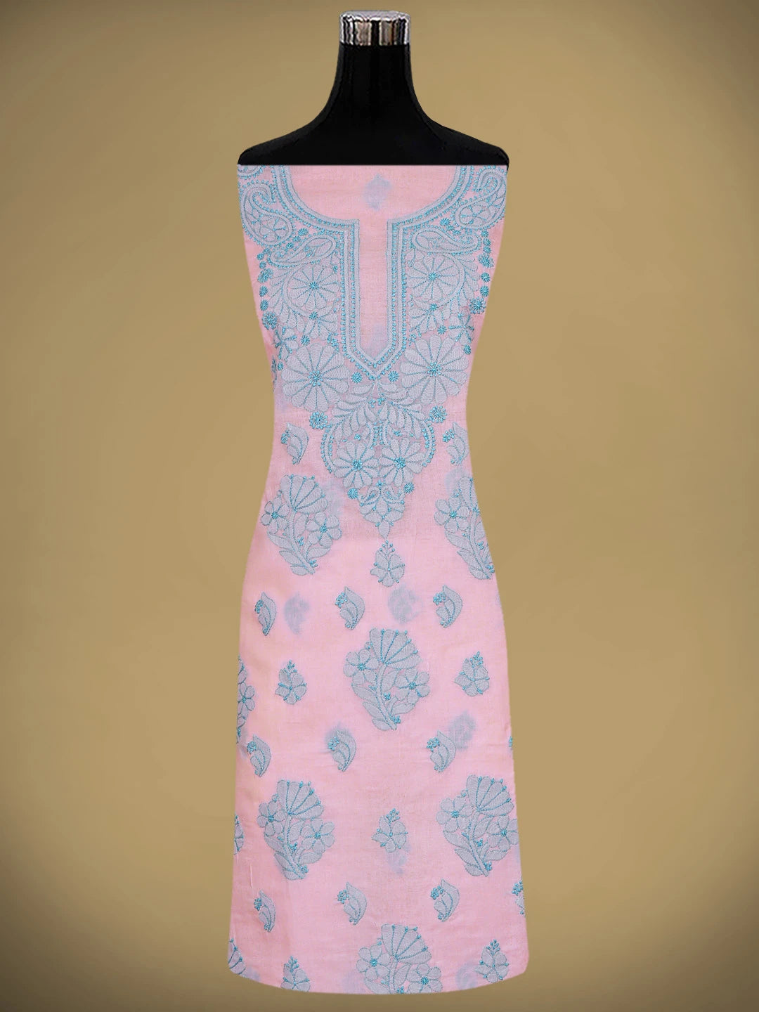 Ada Hand Embroidered Pink Cotton Lucknowi Chikankari Unstitched Suit Piece 01A914949