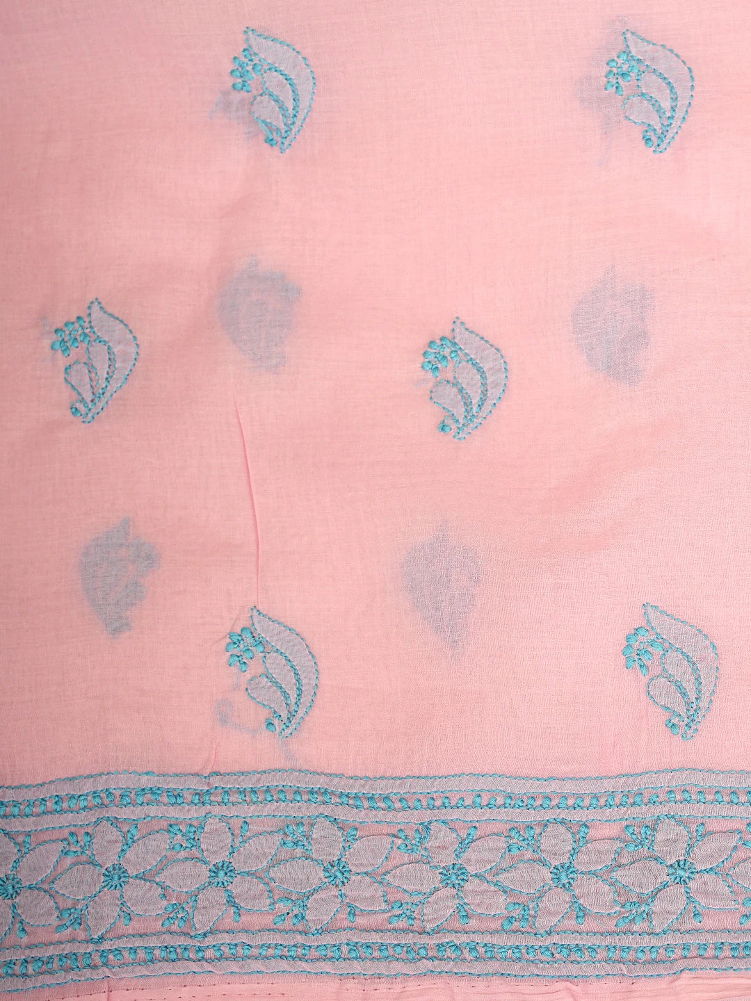 Ada Hand Embroidered Pink Cotton Lucknowi Chikankari Unstitched Suit Piece 01A914949