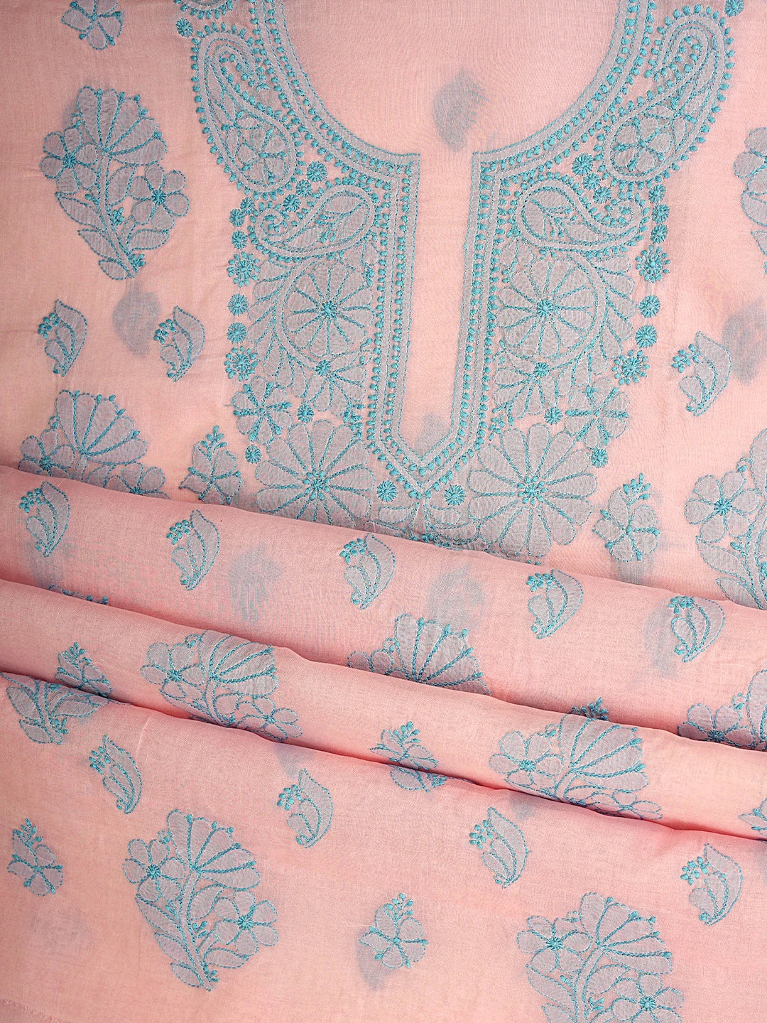 Ada Hand Embroidered Pink Cotton Lucknowi Chikankari Unstitched Suit Piece 01A914949