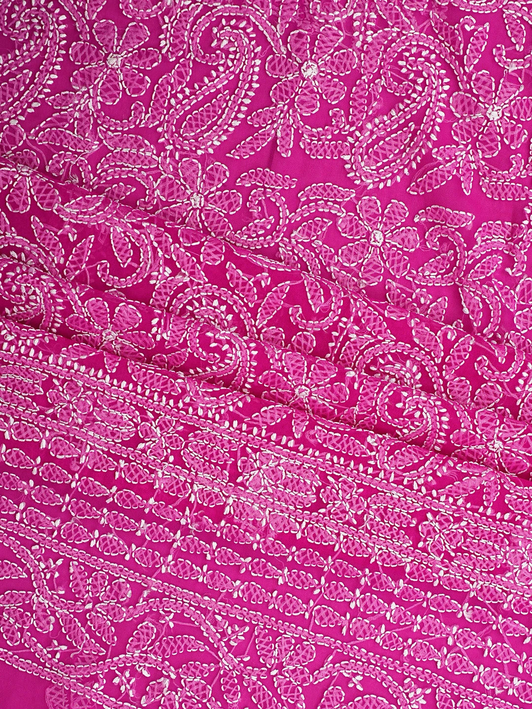 Ada Hand Embroidered Magenta Georgette Lucknowi Chikankari Unstitched Suit Piece 01A915187
