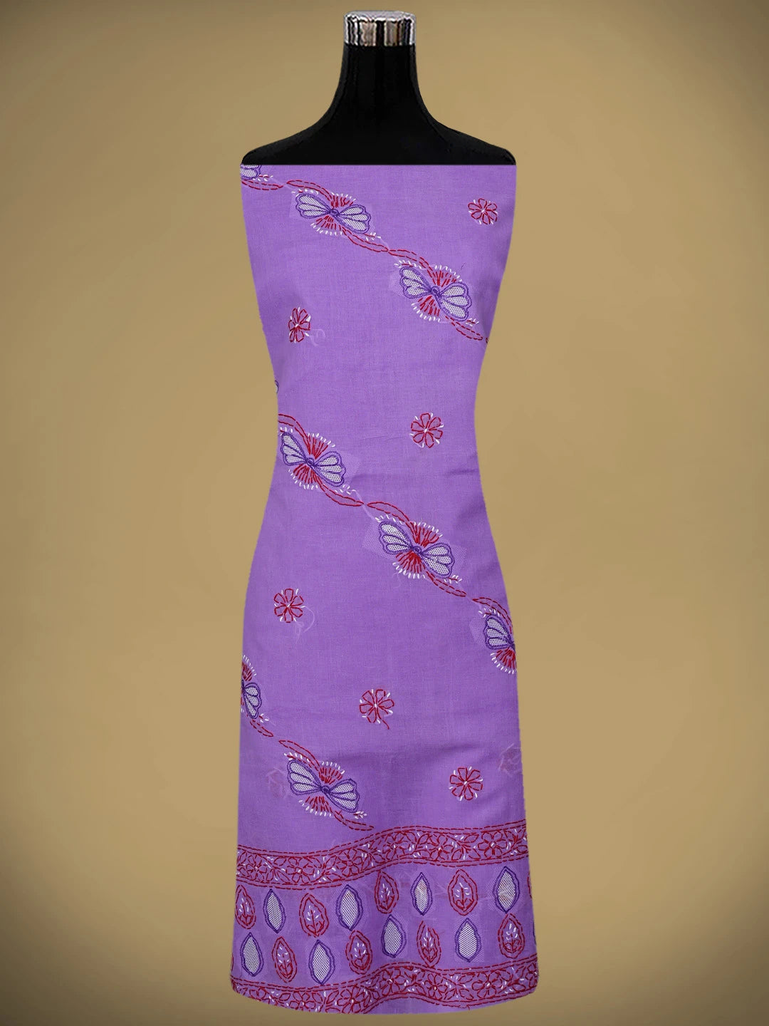 Ada Hand Embroidered Lavender Cotton Lucknowi Chikankari Unstitched Suit Piece 01A916012