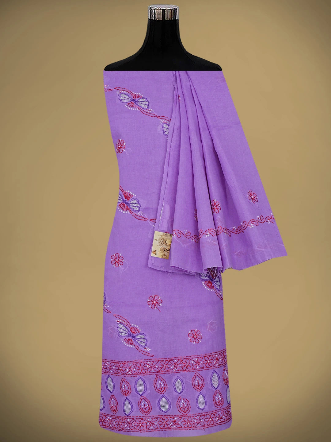 Ada Hand Embroidered Lavender Cotton Lucknowi Chikankari Unstitched Suit Piece 01A916012