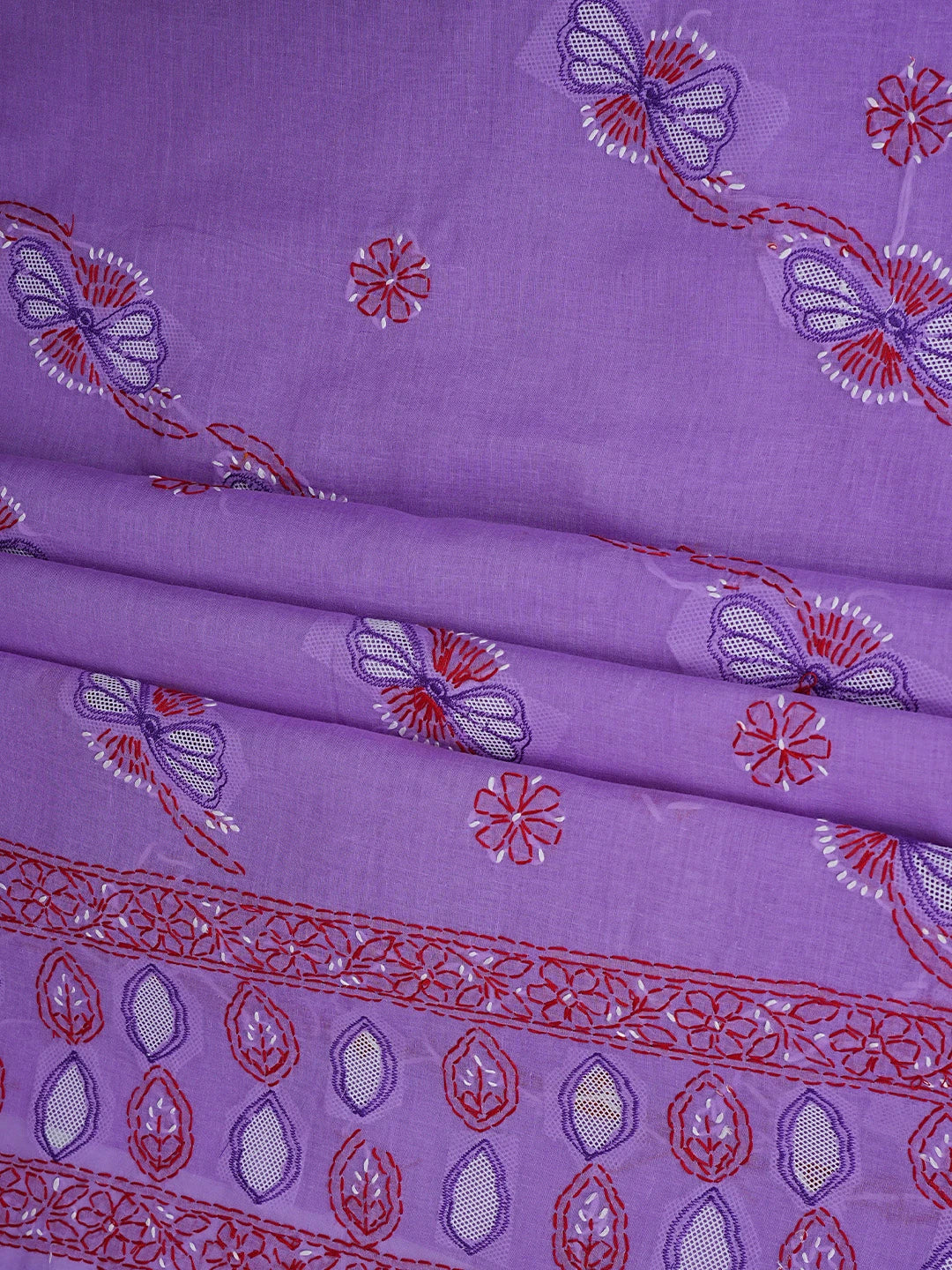 Ada Hand Embroidered Lavender Cotton Lucknowi Chikankari Unstitched Suit Piece 01A916012