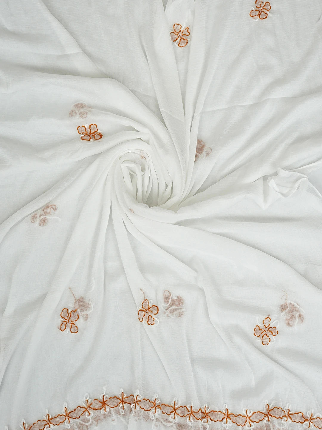 Ada Hand Embroidered Peach Cotton Lucknowi Chikankari Unstitched Suit Piece 01A913270