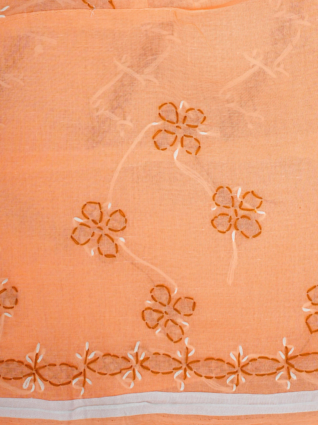 Ada Hand Embroidered Peach Cotton Lucknowi Chikankari Unstitched Suit Piece 01A913270