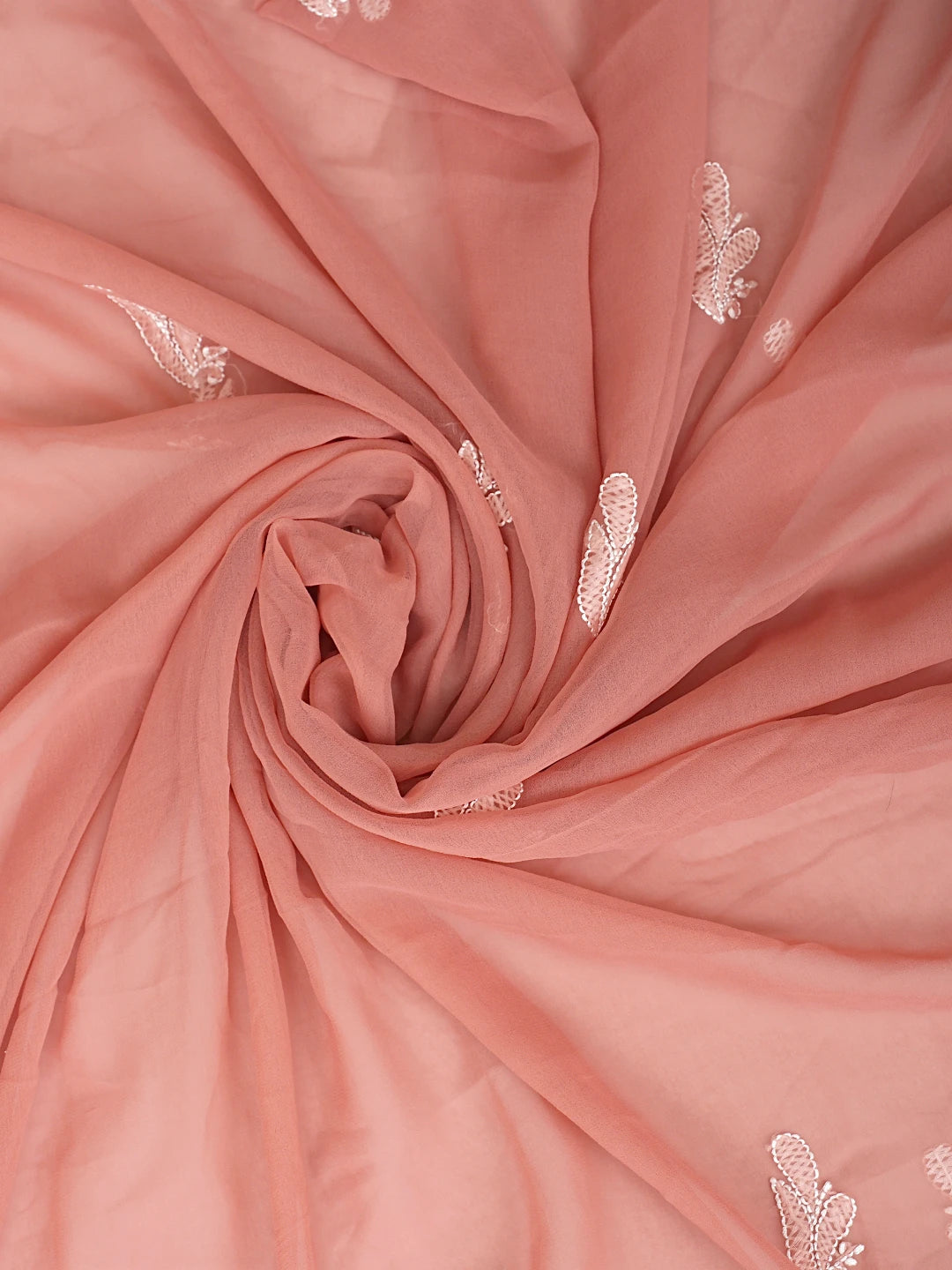 Ada Hand Embroidered Dusty Peach Georgette Lucknowi Chikankari Unstitched Suit Piece 01A916040
