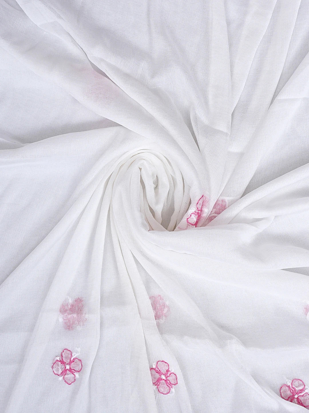 Ada Hand Embroidered Pink Cotton Lucknowi Chikankari Unstitched Suit Piece with Chiffon Dupatta 01A883324