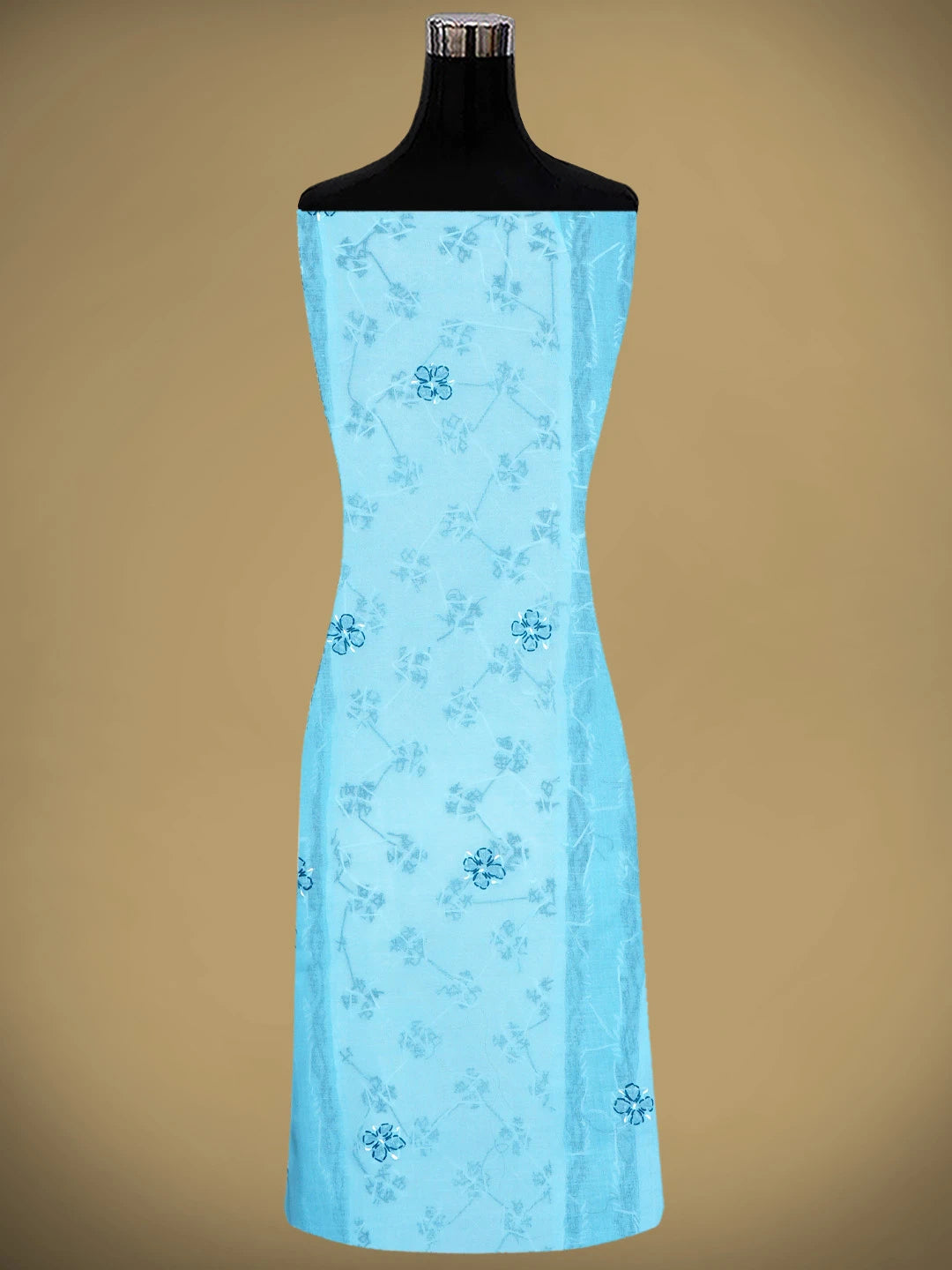 Ada Hand Embroidered Blue Cotton Lucknowi Chikankari Unstitched Suit Piece with Chiffon Dupatta 01A913266