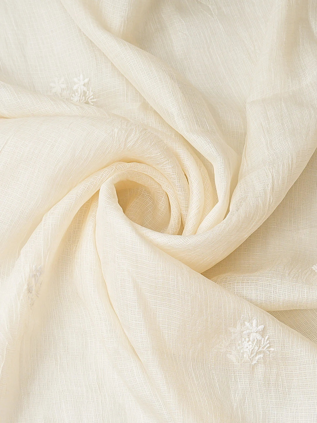 Ada Hand Embroidered Pearl Beige Kota Silk Lucknowi Chikankari Unstitched Kurta Dupatta Set 01A917838
