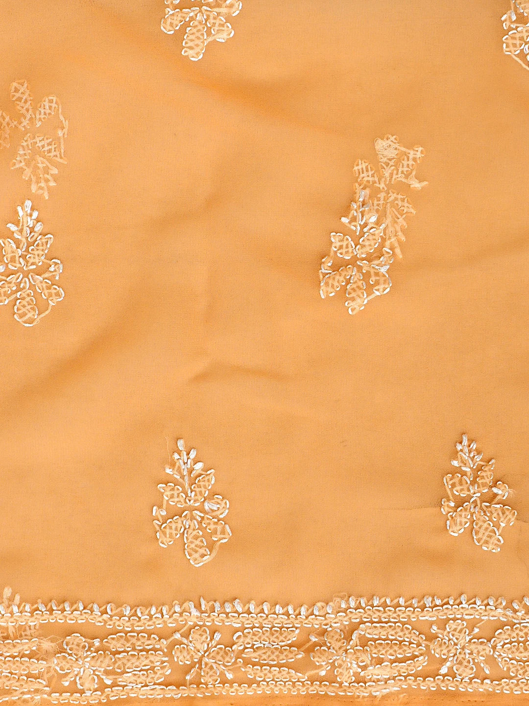 Ada Hand Embroidered Orange Georgette Lucknowi Chikankari Unstitched Suit Piece 01A916042