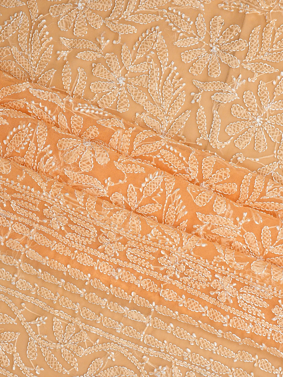 Ada Hand Embroidered Orange Georgette Lucknowi Chikankari Unstitched Suit Piece 01A916042