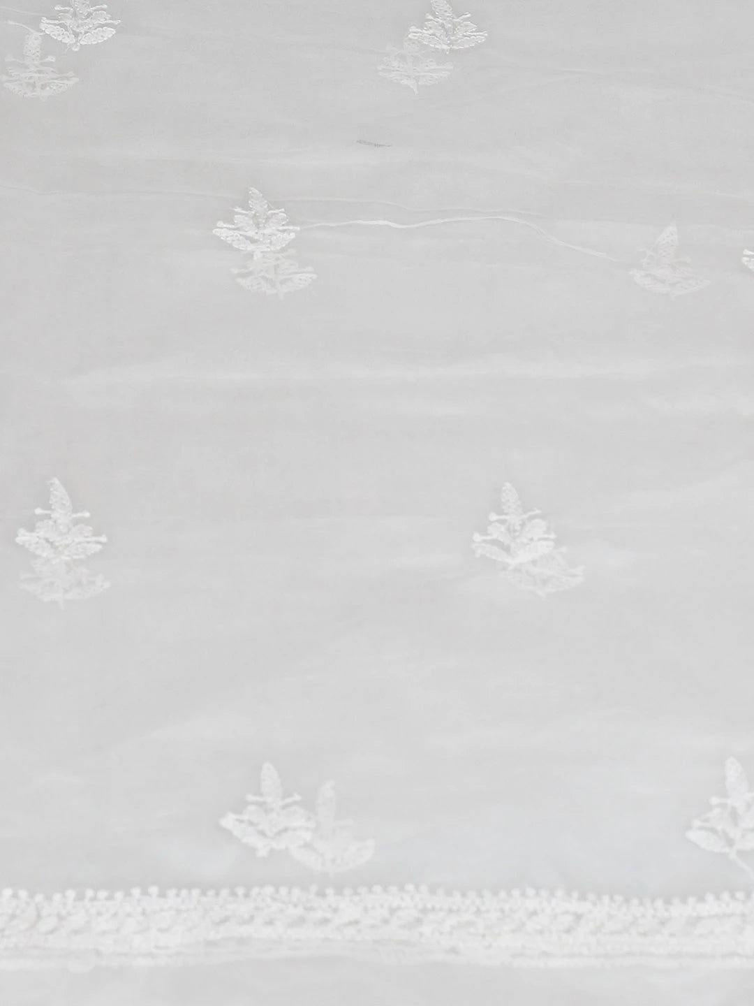 Ada Hand Embroidered White Organza Lucknowi Unstitched Chikankari Kurta Dupatta Set 01A907778