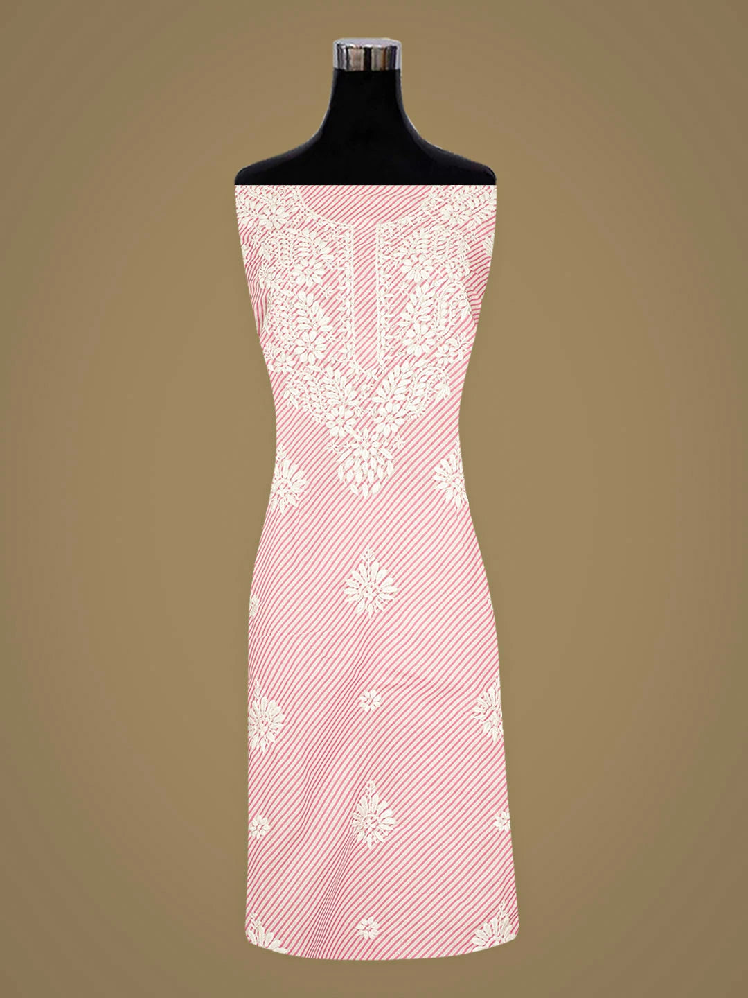 Ada Hand Embroidered Pink Cotton Lucknowi Unstitched Chikankari Kurta 01A893283