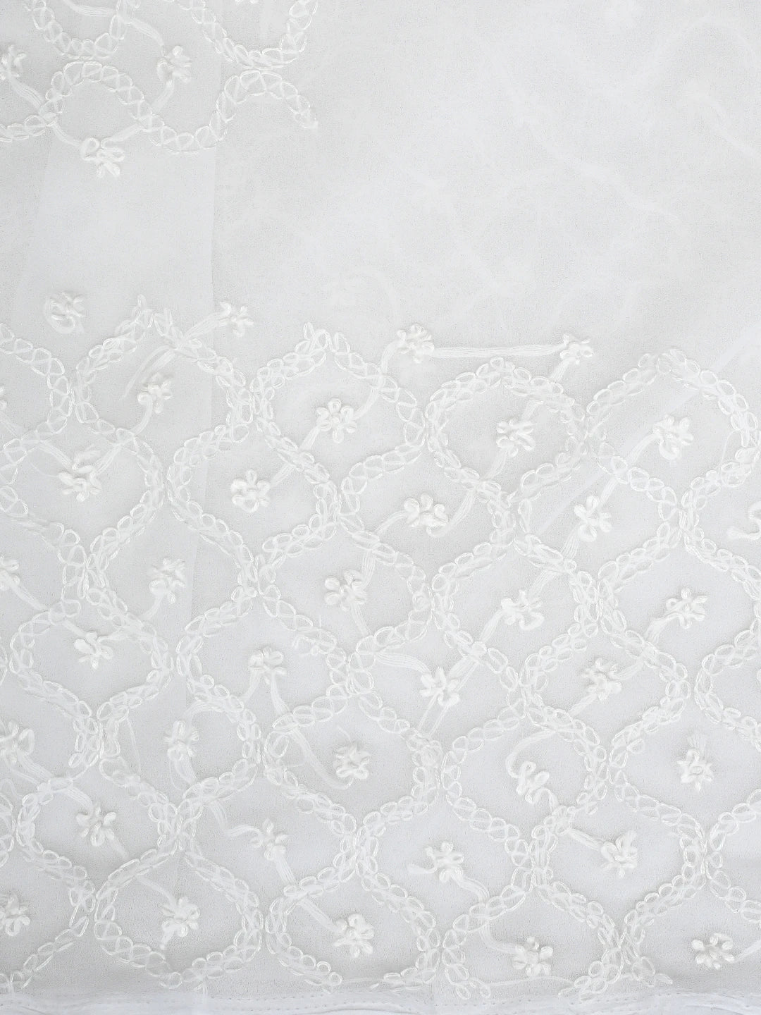 Ada Hand Embroidered White Georgette Lucknowi Chikankari Unstitched Suit Piece 01A879224