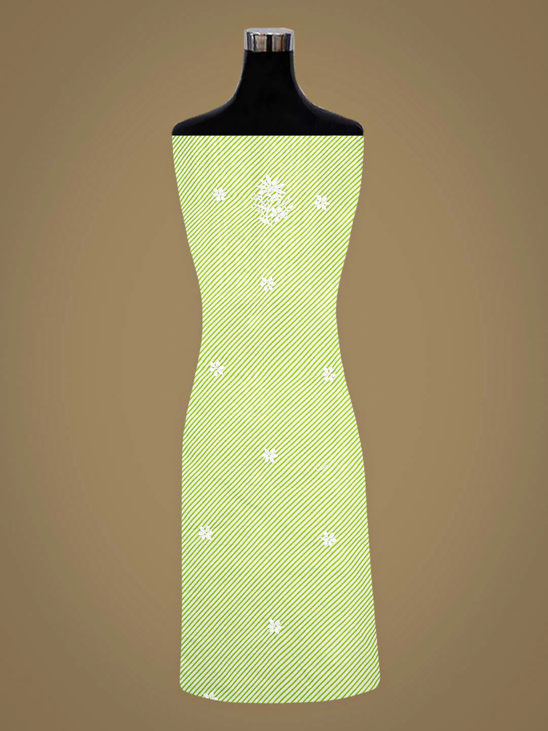 Ada Hand Embroidered Green Cotton Lucknowi Chikankari Unstitched Kurta 01A892965
