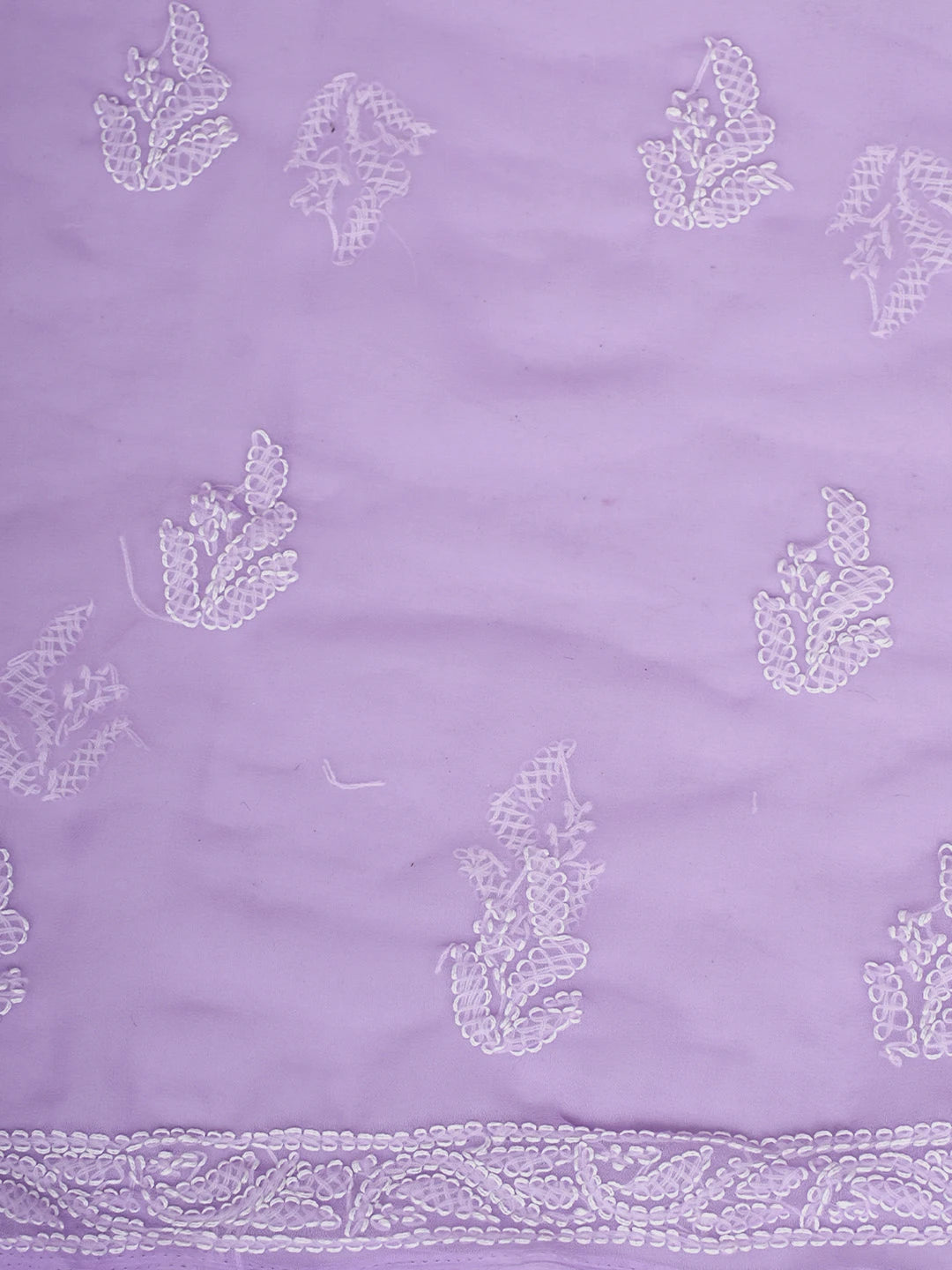 Ada Hand Embroidered Lavender Purple Faux Georgette Lucknowi Chikankari Unstitched Suit Piece 01A915227