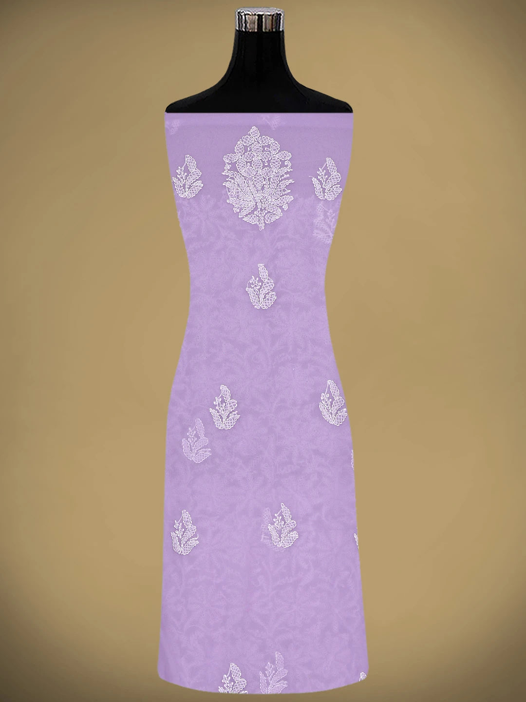 Ada Hand Embroidered Lavender Purple Faux Georgette Lucknowi Chikankari Unstitched Suit Piece 01A915227