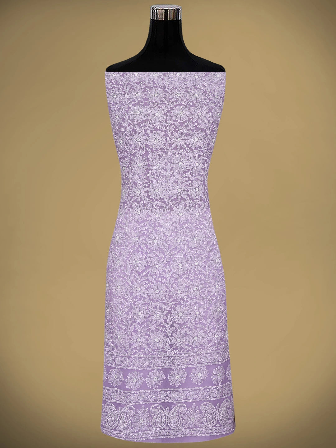 Ada Hand Embroidered Lavender Purple Faux Georgette Lucknowi Chikankari Unstitched Suit Piece 01A915227