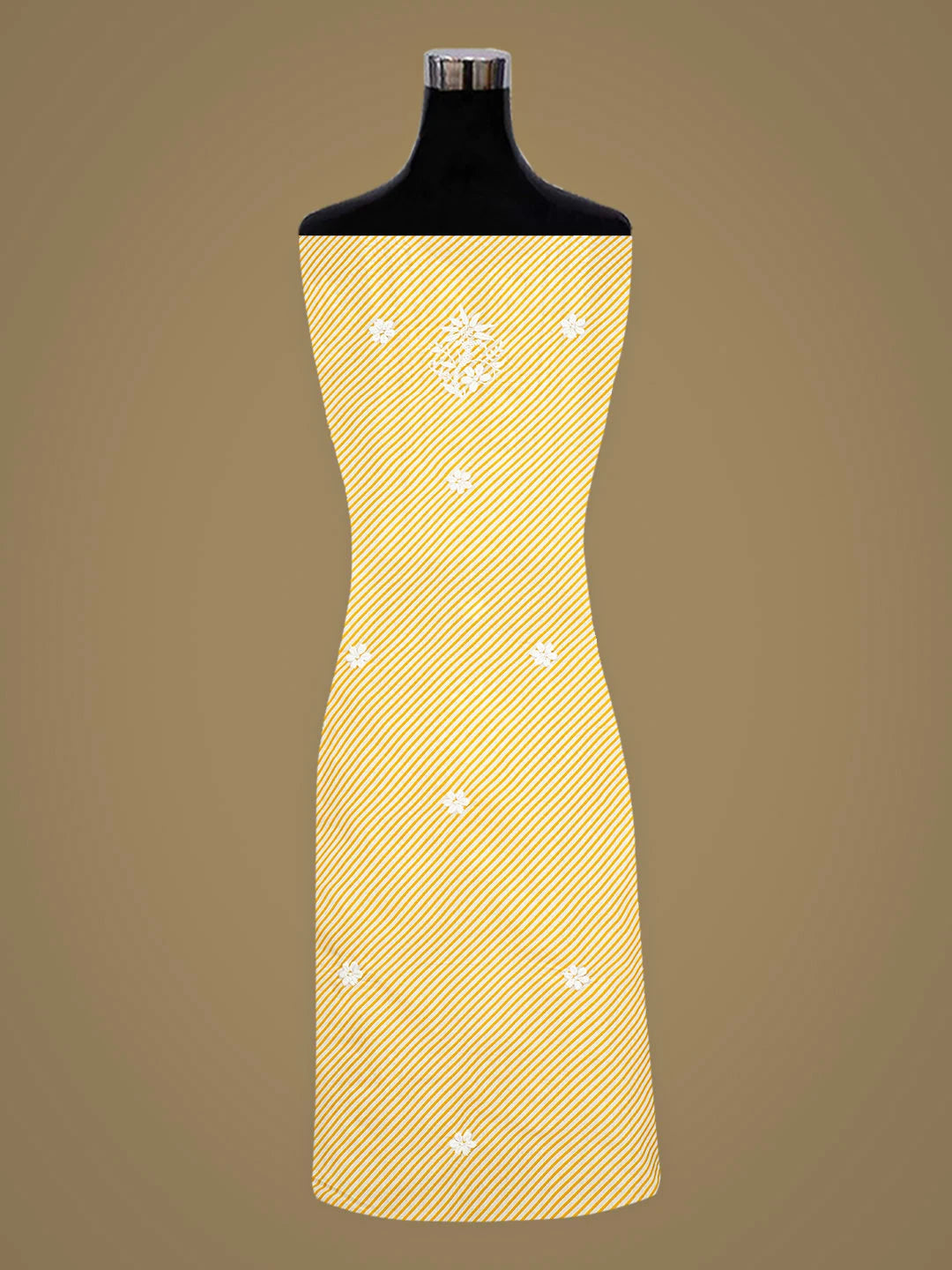 Ada Hand Embroidered Yellow Cotton Lucknowi Chikankari Unstitched Kurta 01A893304