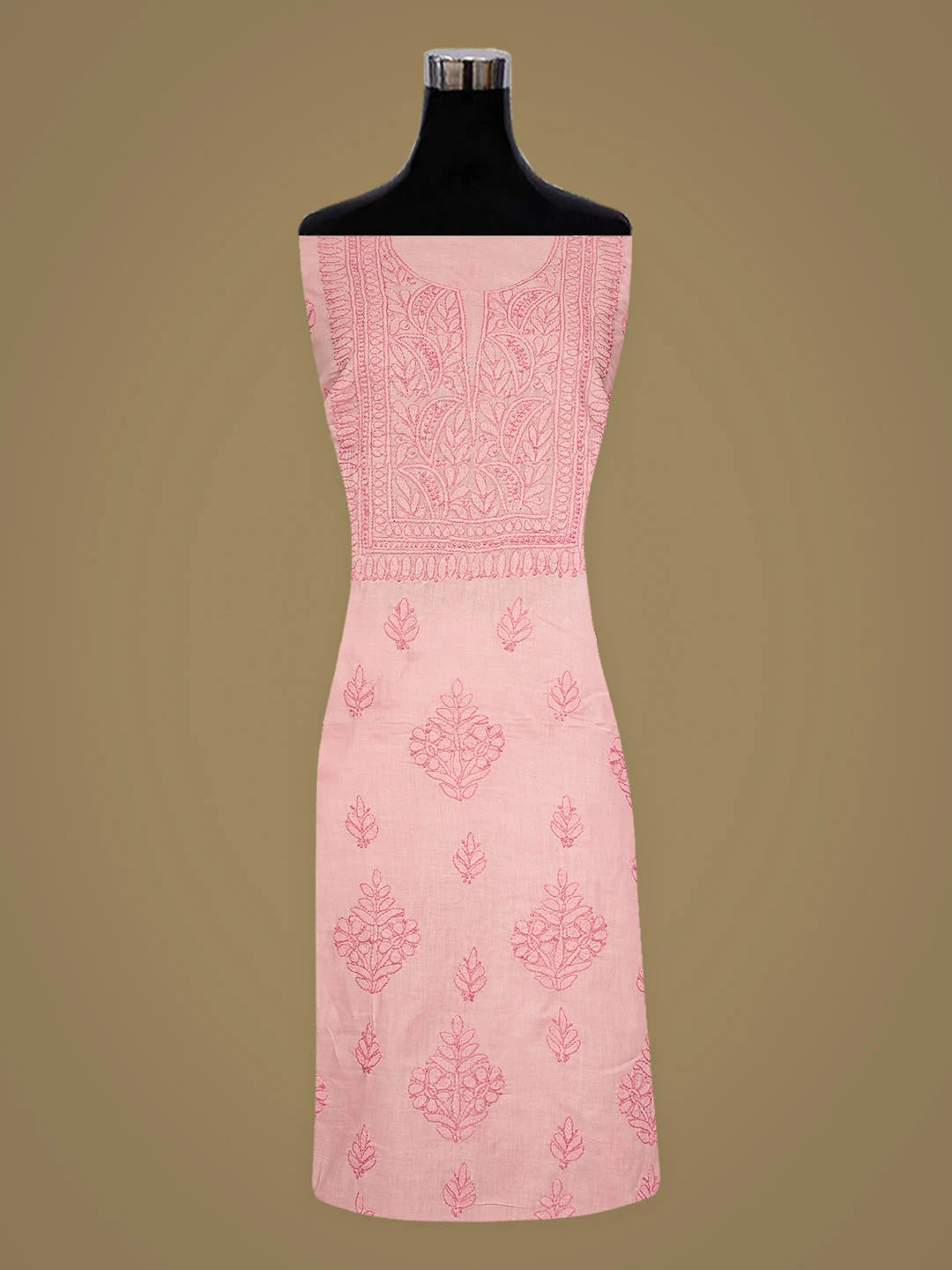 Ada Hand Embroidered Dusty Pink Cotton Lucknowi Chikankari Unstitched Kurta 01A916525
