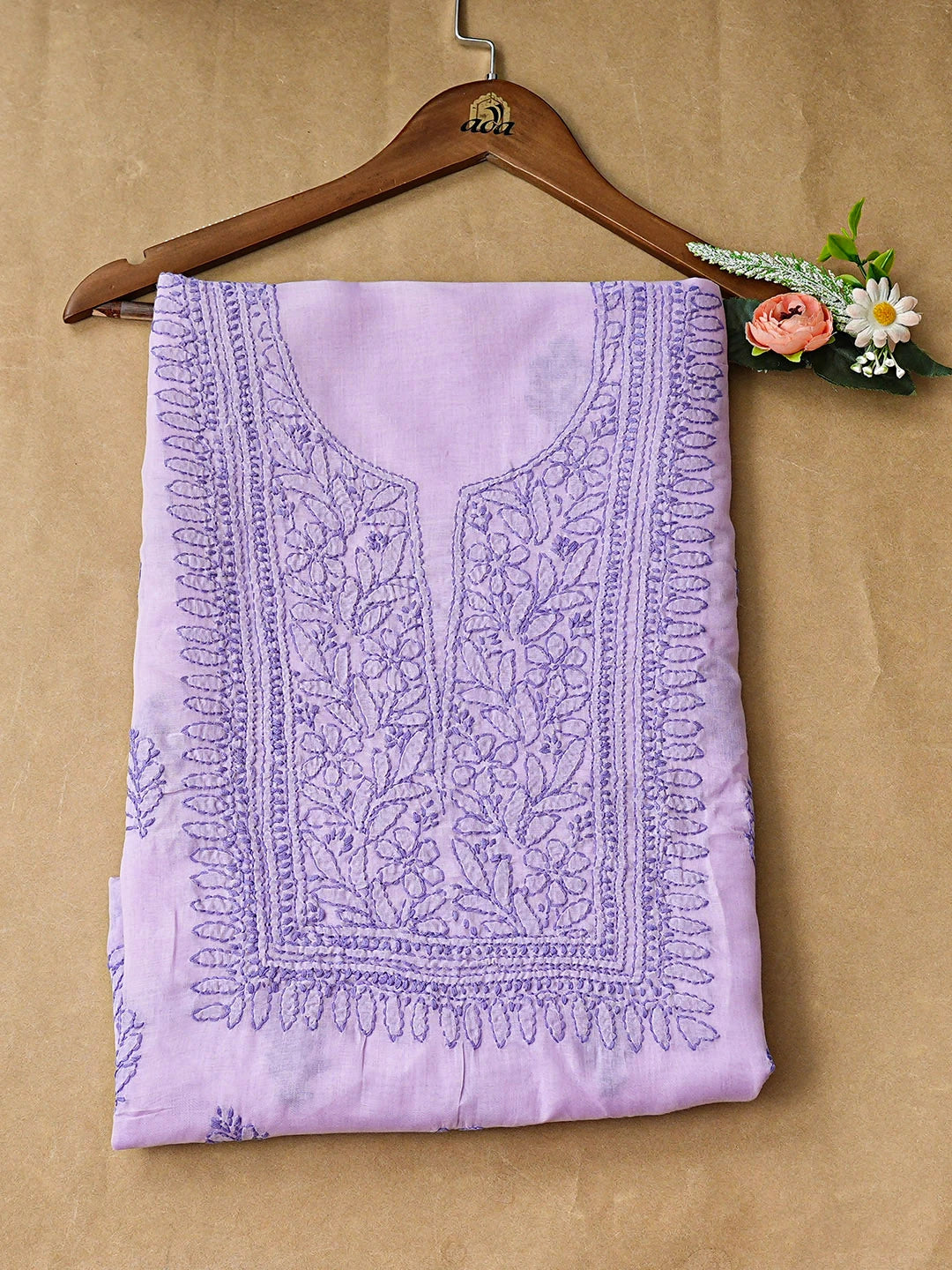 Ada Hand Embroidered Lavender Cotton Lucknowi Chikankari Unstitched Kurta 01A916464