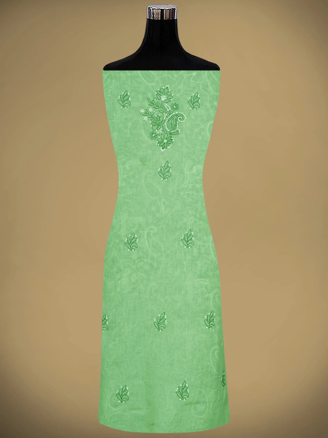 Ada Hand Embroidered Willow Green Cotton Lucknowi Chikankari Unstitched Suit Piece 01A919465