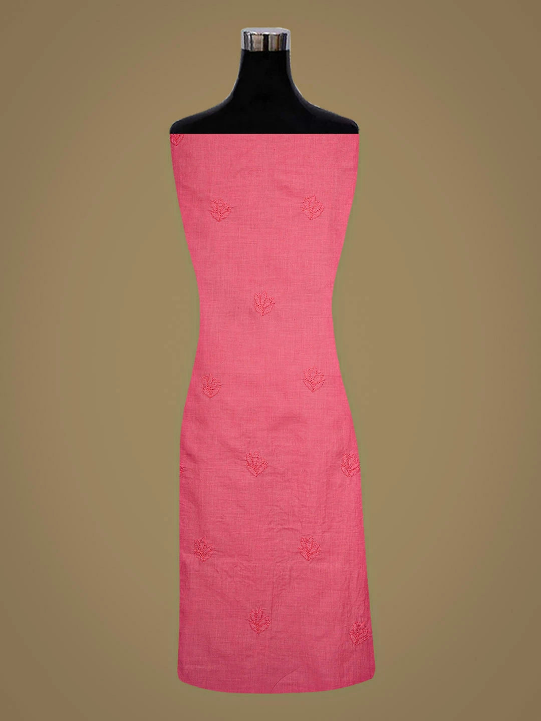 Ada Hand Embroidered Carrot Pink Cotton Lucknowi Chikankari Unstitched Kurta 01A917910