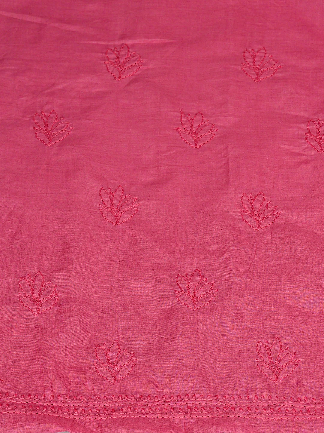 Ada Hand Embroidered Carrot Pink Cotton Lucknowi Chikankari Unstitched Kurta 01A917910