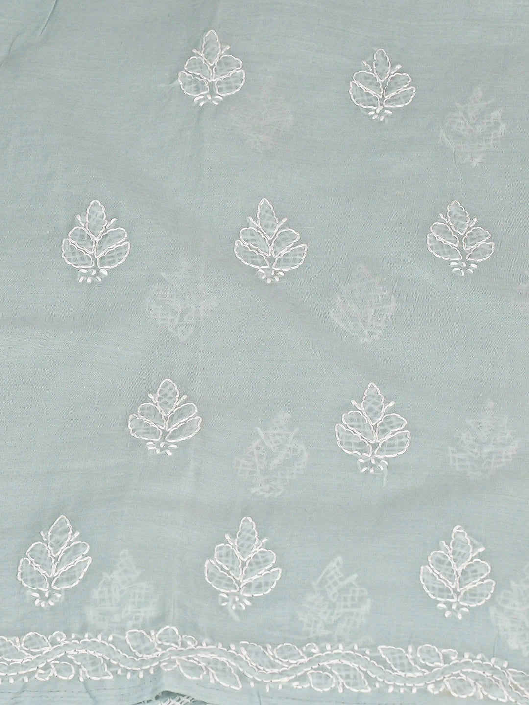 Ada Hand Embroidered Grey Cotton Lucknowi Chikankari Unstitched Kurta 01A916500