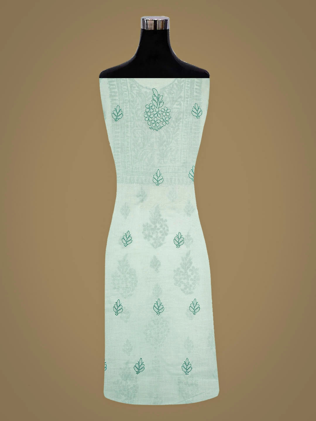 Ada Hand Embroidered Sea Green Cotton Lucknowi Chikankari Unstitched Kurta 01A916483