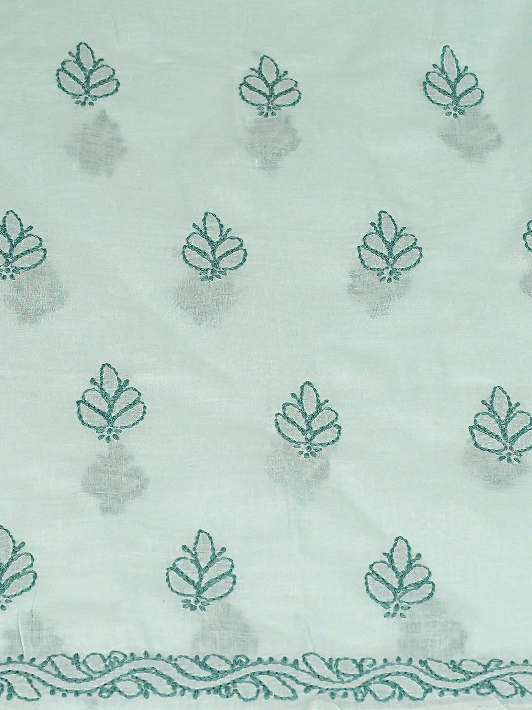 Ada Hand Embroidered Sea Green Cotton Lucknowi Chikankari Unstitched Kurta 01A916483