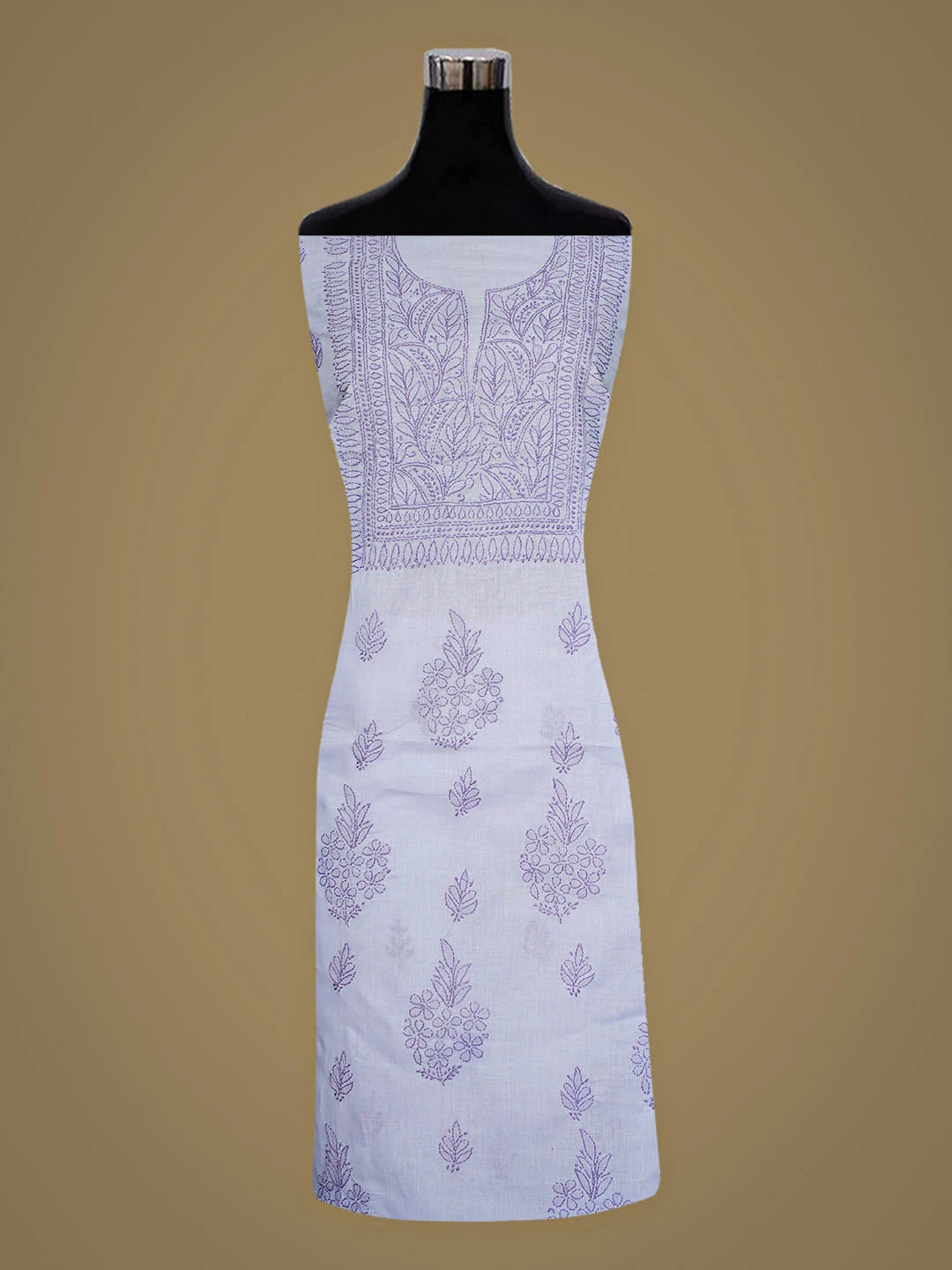Ada Hand Embroidered Mauve Cotton Lucknowi Chikankari Unstitched Kurta 01A916522